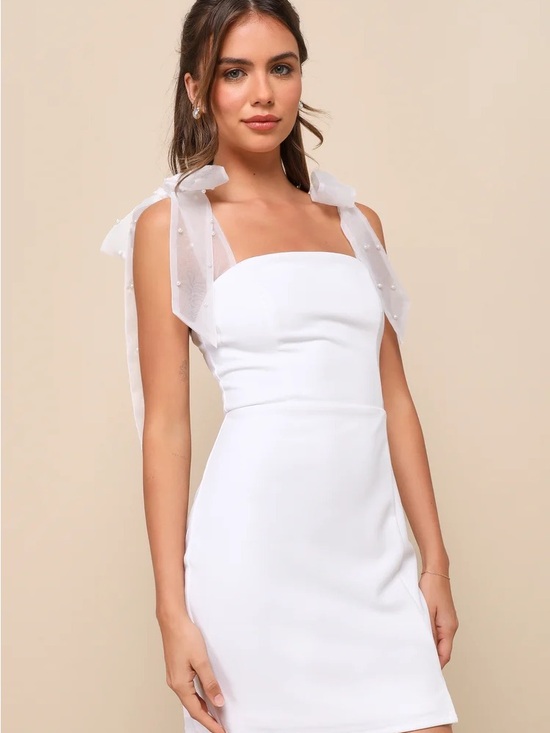 Lulus Dresses & Skirts - Lulu's White Tie-Shoulder Mini Bodycon Dress